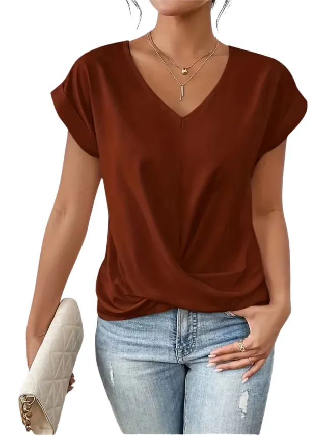 Currero Topje Dames - Top Kleding - Shirt - Blouse - Kort - Volwassen - Baksteenrood