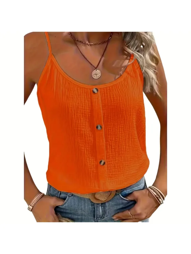 Currero Topje Dames - Top Kleding - Shirt - Blouse - Kort - Volwassen - Mandarijn 1XL