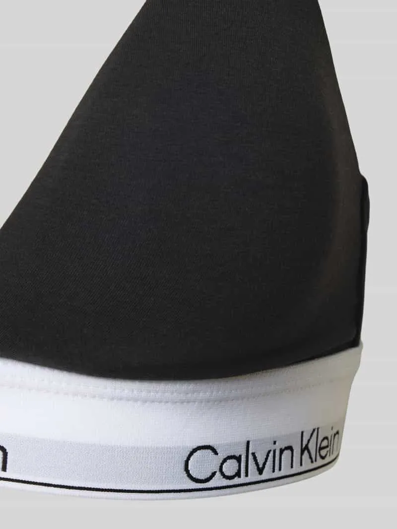 Calvin Klein Triangelbeha met logo in band en spaghettibandjes zwart, foto 3