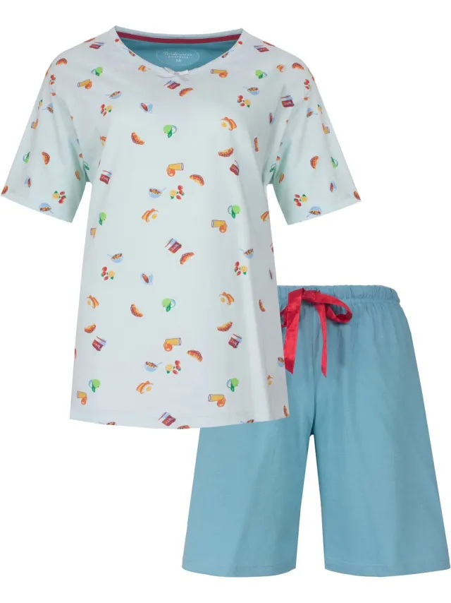 Tenderness Dames Shortama - Korte mouw - Katoen - Lichtblauw Licht blauw