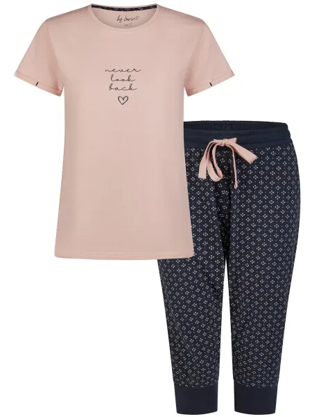By Louise Essential dames capri pyjama driekwart aop roze Veelkleurig