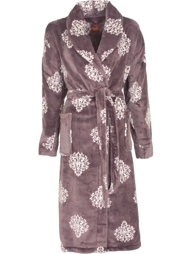 Medaillon Dames Badjas - Coral Fleece - Paars