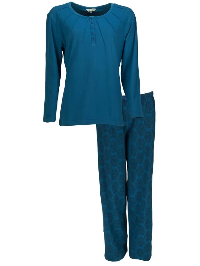 Irresistible Dames Pyjama - Katoen - Lange Mouwen - Blauw