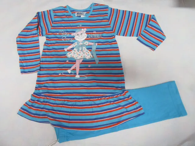 Wiplala Jen & James - Pyjama - Meisje - Miss cowy on catwolk - 5 jaar 110 turquoise , orange