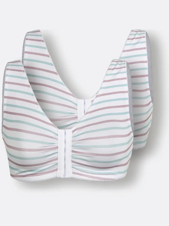 Bustier wit/mauve/mint gestreept, foto 2