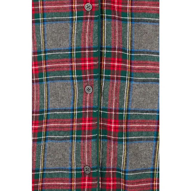 happy shorts Dames nachthemd lange mouw flanel rood/grijs geruit, foto 2