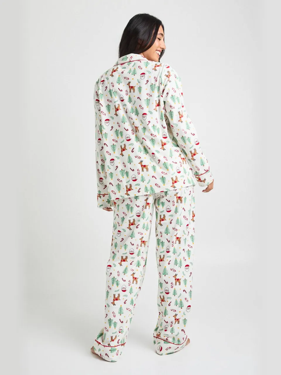 boohoo Dames Zwangerschaps Kerstprint Broek Pyjama Set multicolor, foto 2