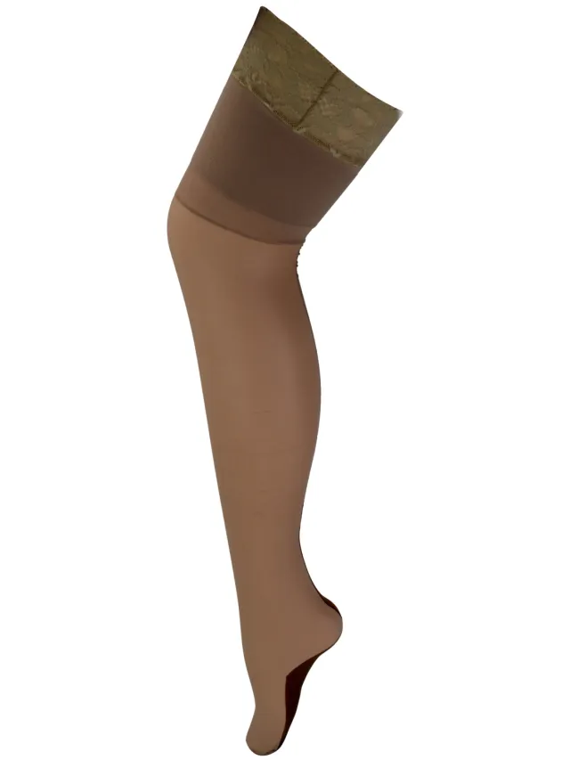 Sock Snob Hoog getailleerde doorschijnende panty voor dames glanzend - Naakt / Zwart Beige