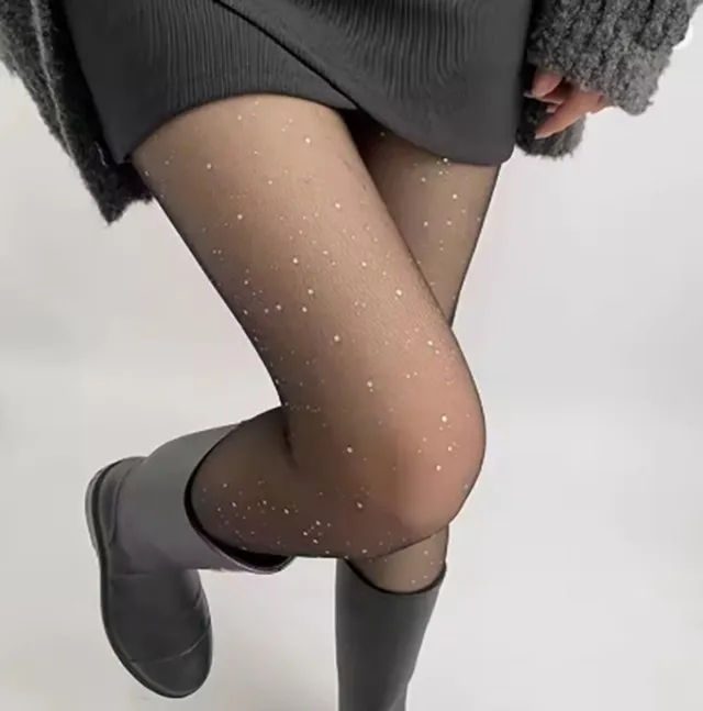 Actie4you® Glitterpanty - Panty Met Glitters - Hoge Taille - Feest Panty - Legging - One Size S tot L – Zwart Zwart Glitter
