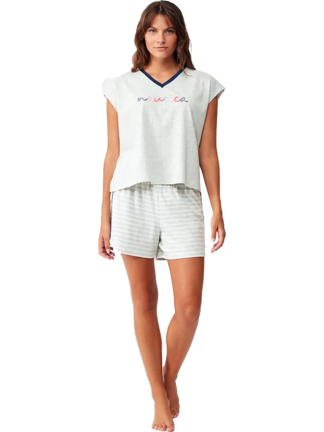 Nautica Dames Short Pyjama Set Grijs