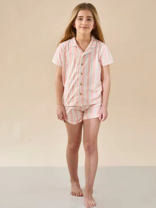 Little Label JULIE - meisjespyjama - roze streep - extra zachte bio katoen-140