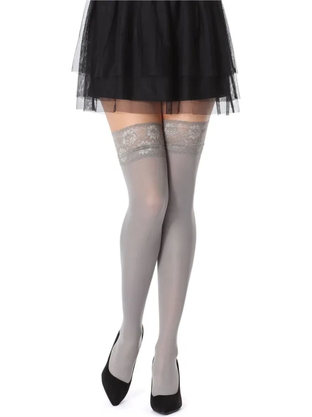 Bellivalini Dames Hold-Up Kousen - 80 Denier - Licht glanzend - Polyamide - BLV-FI-1010 - Grijs
