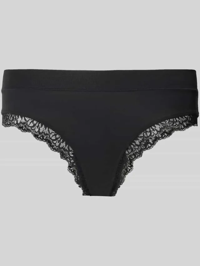 Schiesser Slim fit slip met kant Zwart