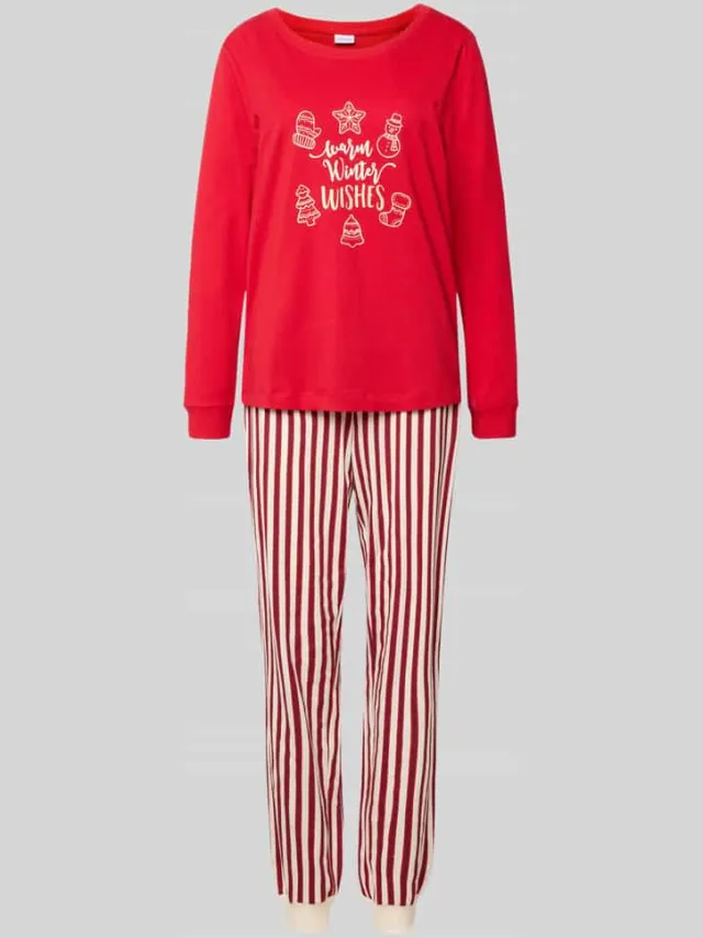 Lascana Pyjama met statementprint Rood