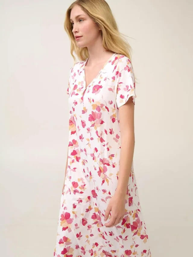 Vamp! Nachthemd Dames Volwassensnen Viscose Tencel Nachtjapon Korte Mouw Adenia Lang 22063/267 48/ Wit