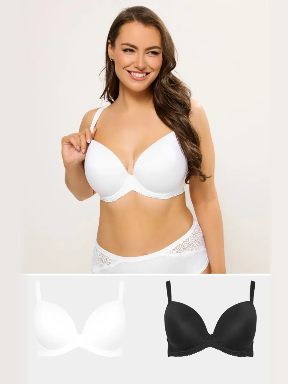 Yours 2 Pack Plus Size Witte En Zwarte Zachte Gevormde Tshirtbh's Met Beugel, foto 3