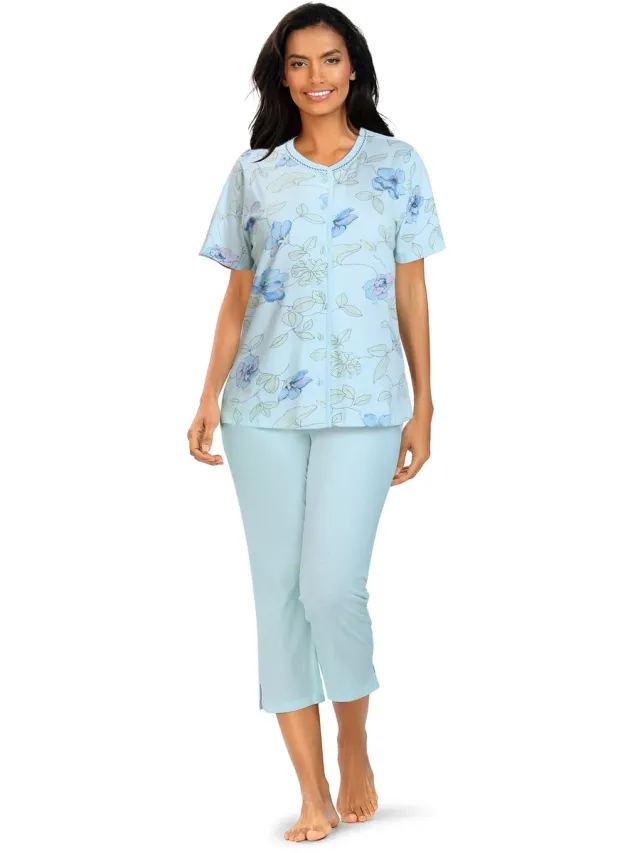 Comtessa Dames Pyjama 'Flowers Dreaming' blauw