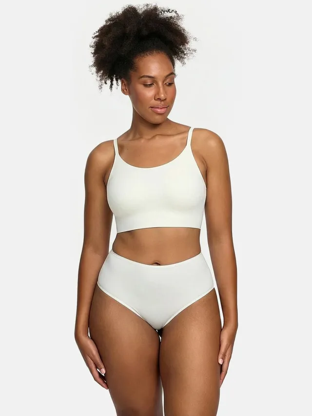 cfab Beha met ronde hals - Ecru - 3XL - BH Zonder Beugel Voorgevormd - Ondergoed - Naadlos