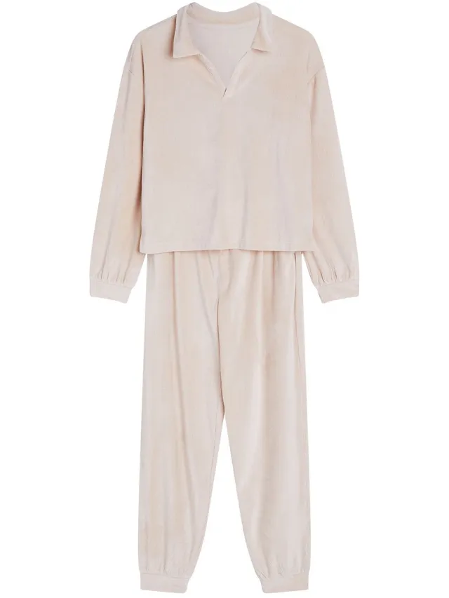 ESOTIQ Cora Serie - Dameshuispak - Lichtbeige - XL - Velours