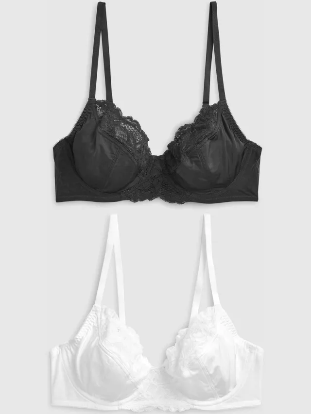 Next Dames - Set van 2 beha's met volledige cups zonder vulling - Zwart Black/White
