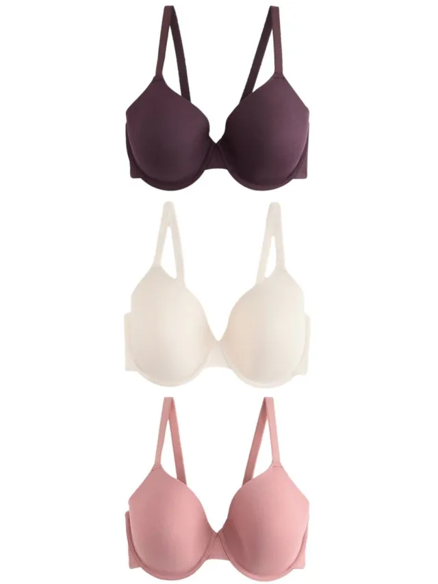 Next Dames - Set van 3 ultiem comfort beha's met vullingen en hele cups - Bruin Chocolate/Pink/Cream