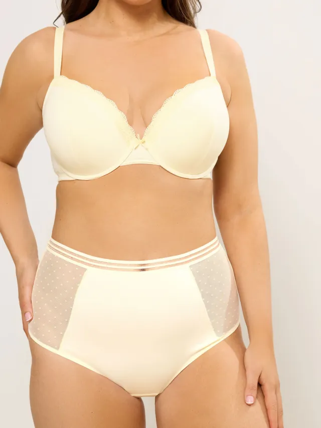 Yours Gele Kanten Dobby Slip Met Volledige Dekking-48 Yellow