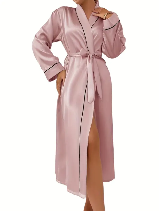 Currero Satijnen Badjas Dames - Kimono - Kamerjas - Satijn - Ochtendjas - Duster - Pyjama - Roze
