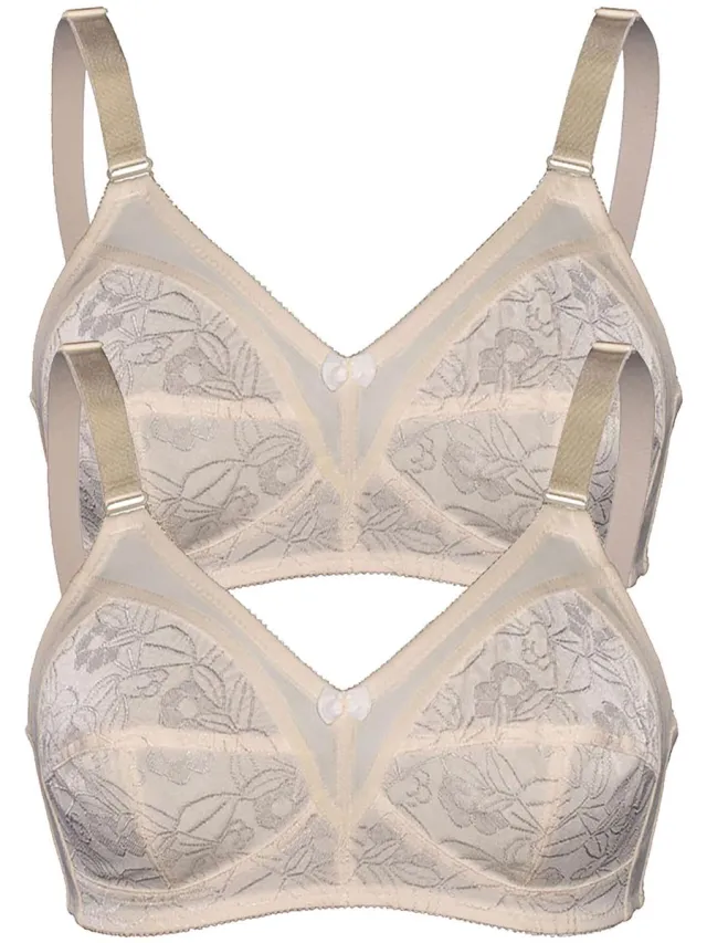 Sassa Verpakking van 2 Zachte BH GLANZEND JACQUARD Champagne Champagne