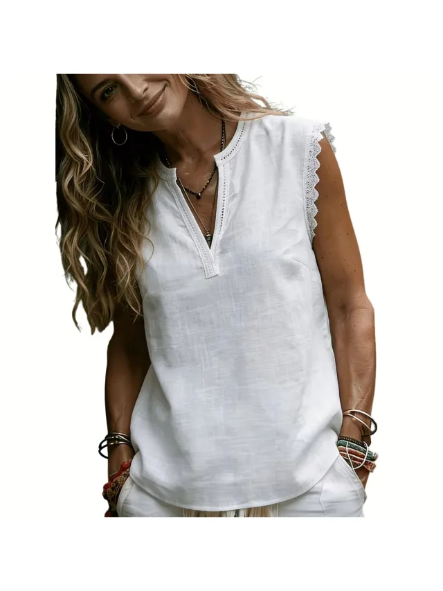 Currero Topje Dames - Top Kleding - Shirt - Blouse - Kort - Volwassen - Wit