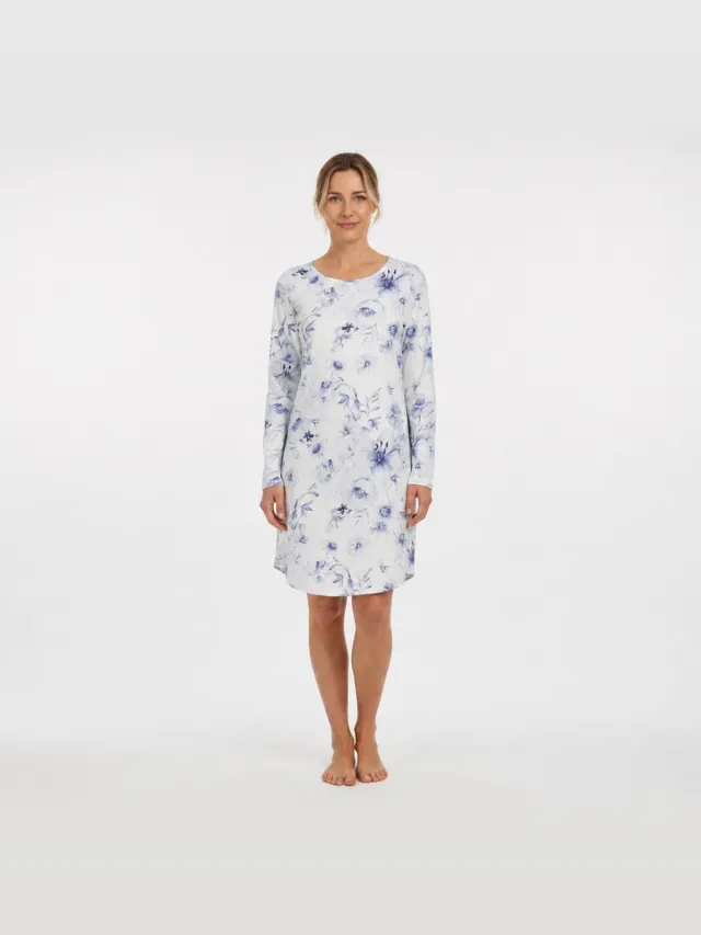Ringella Blue Flowers – Nachtkleed – 6511042 – Pearl – Wit