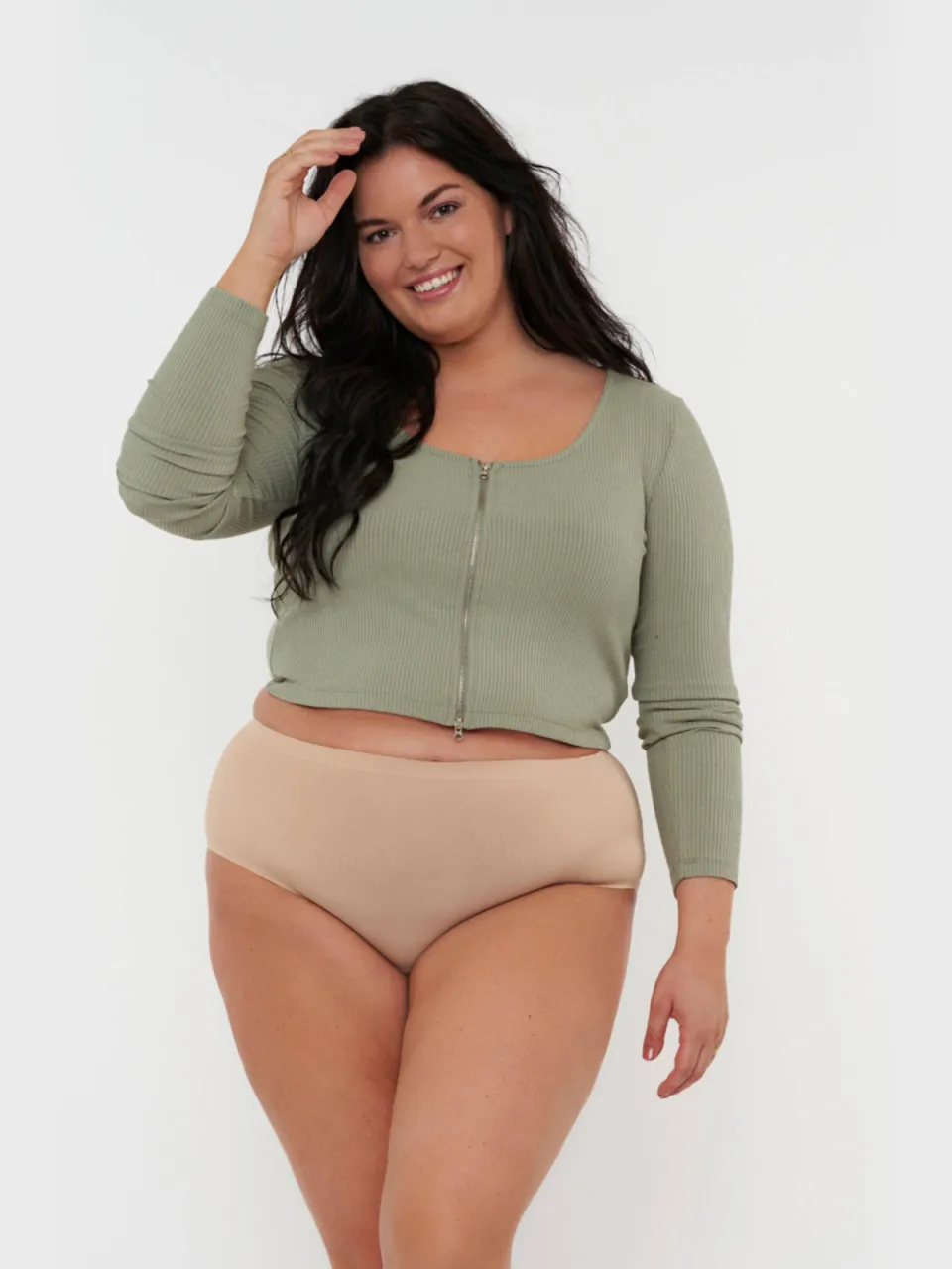 Moodies Undies medium/sterk absorberende seamless high waist menstruatieslip beige