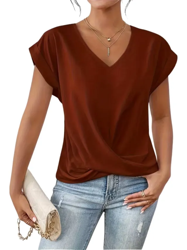 Currero Topje Dames - Top Kleding - Shirt - Blouse - Kort - Volwassen - Baksteenrood