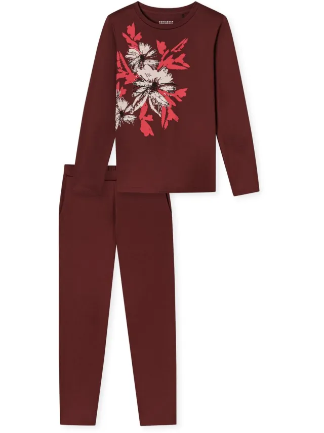Schiesser Pyjama lang - Dames - Pyjamas wijnrood