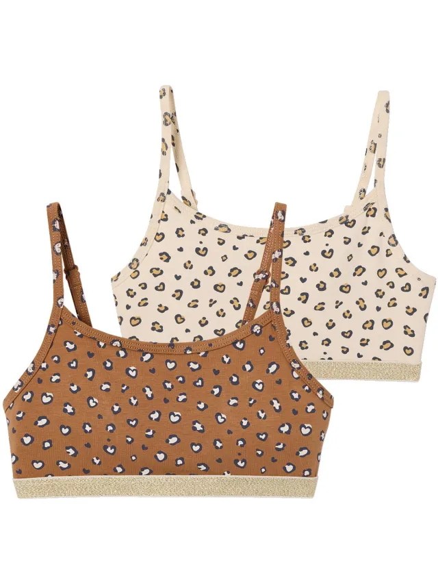 vertbaudet Set van 2 meisjesbralettes beige