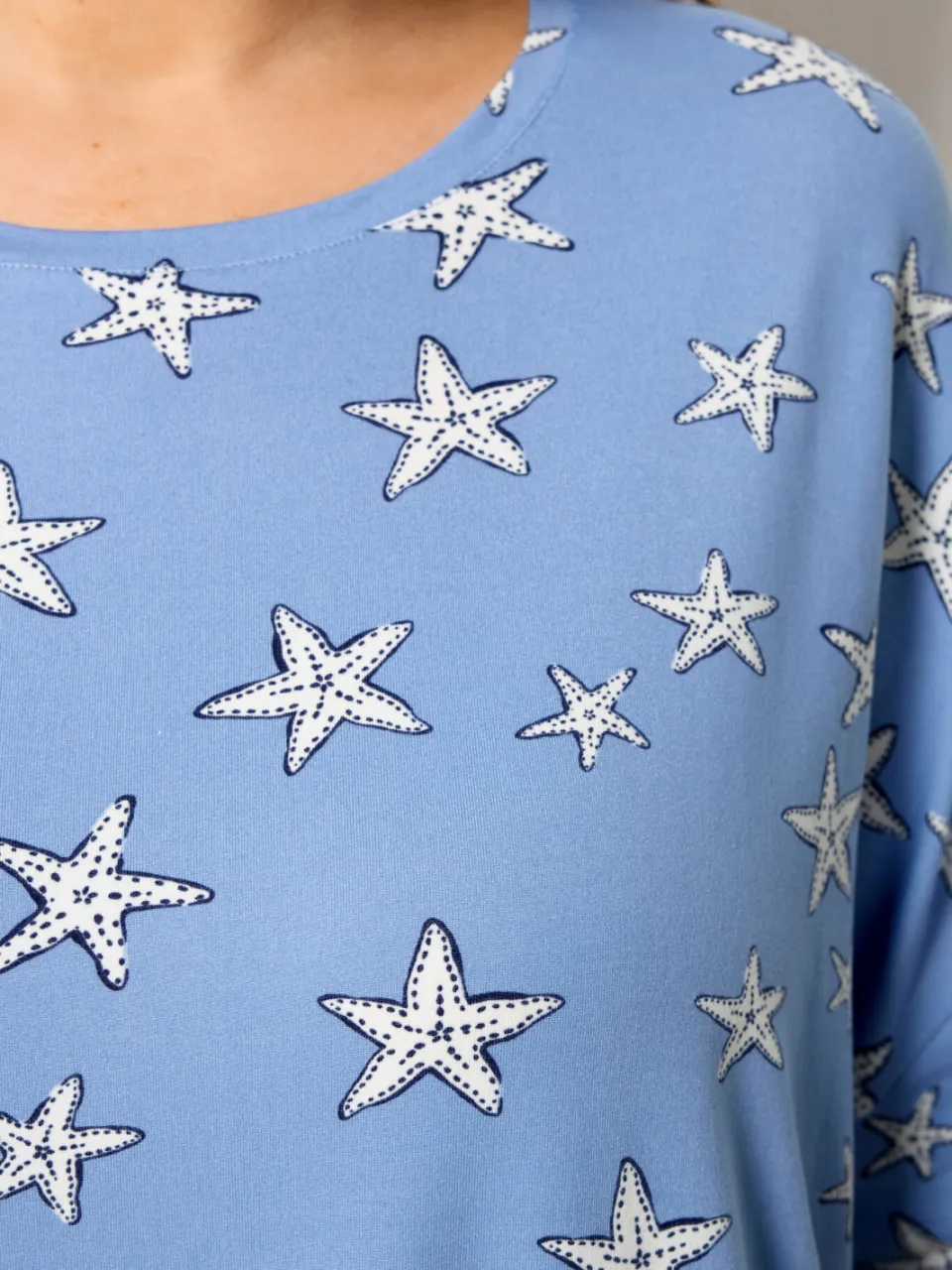 Yours Blauwe Pyjamaset Van Zachte Stof Met Zeesterrenprint-60, foto 5