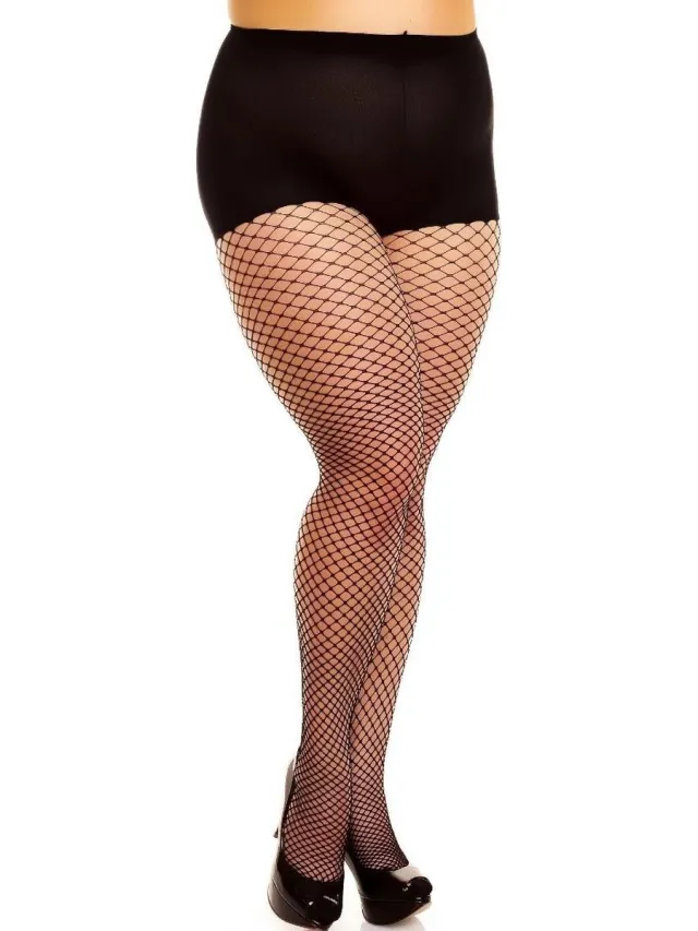 Glamory Mesh netpanty voor grote maten - XXXL - Zwart