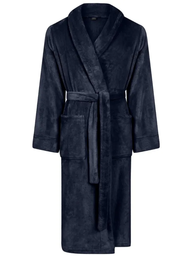 Linolux Alva Unisex fleece badjas - Marineblauw Navy