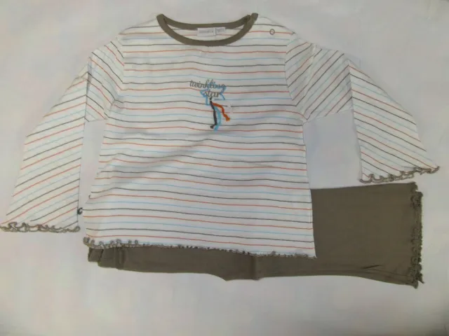 Wiplala Pyjama - Katoen - Meisje - Streepje - Twinkling star - 8 jaar 128 wit , bruin ,turquoise en orange