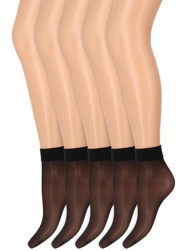 Marianne Zijdeglans pantysokjes | 15 Denier | Merk: Marianne | Maat: One Size | Kleur: Zwart | 5 Paar