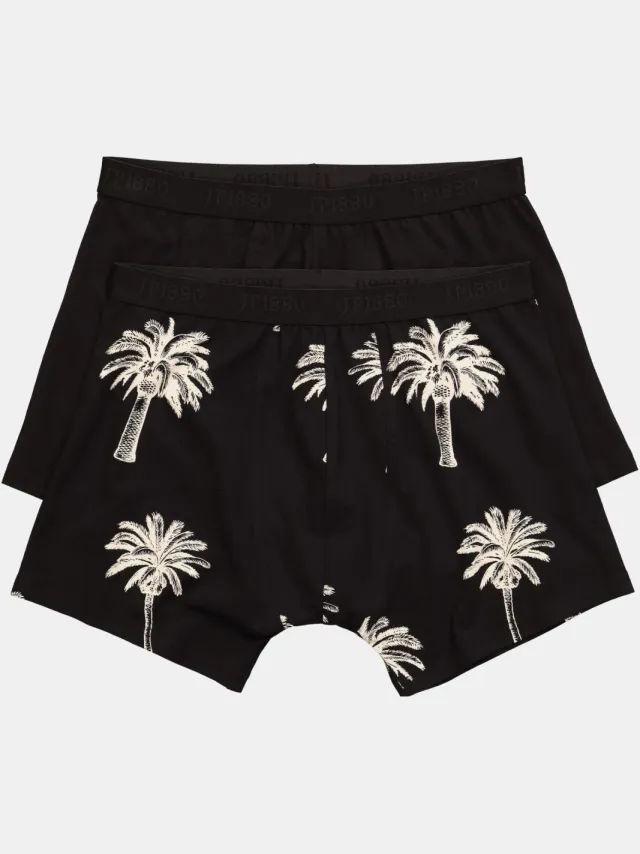 JP1880 Regular Fit onderbroek zwart met palmenprint