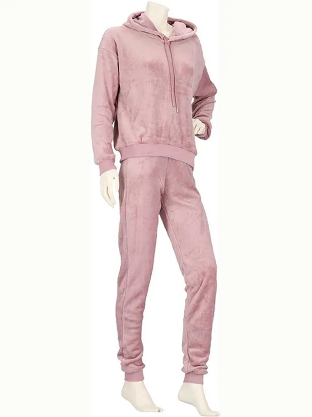Apollo Huispak Dames Effen Oud Roze Fleece - Loungewear