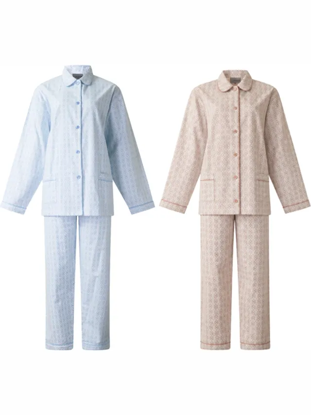 Lunatex 2 dames winter pyjama's 641186 - warm flanel - blauw en roze 2-Pak