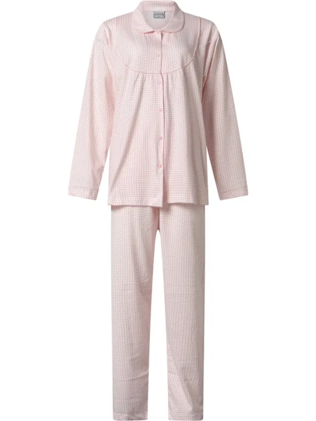 Lunatex klassieke dames pyjama 124215 met kraag - roze