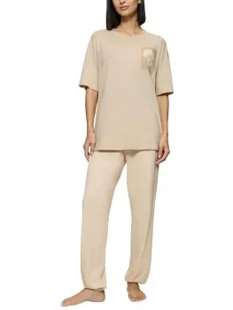 Triumph Endless Comfort Long Sleeve Pyjama Beige,Wit,Groen