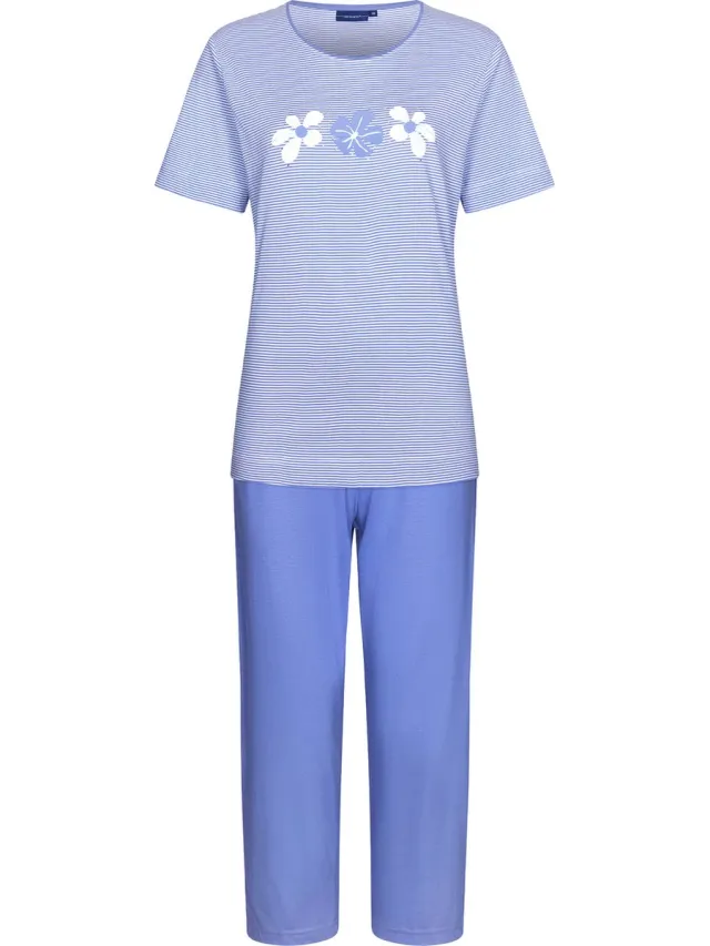 Pastunette Blossoms - Dames Pyjamaset - Blauw - Organisch Katoen