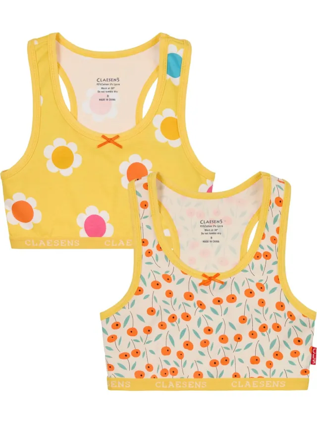 Claesen's CropTop 2 Pack - Daisy - 95% Katoen - 5% Lycra Geel Gebroken Wit Oranje