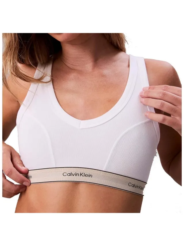 Calvin Klein Jeans Lightly Lined triangle slip blauw Wit