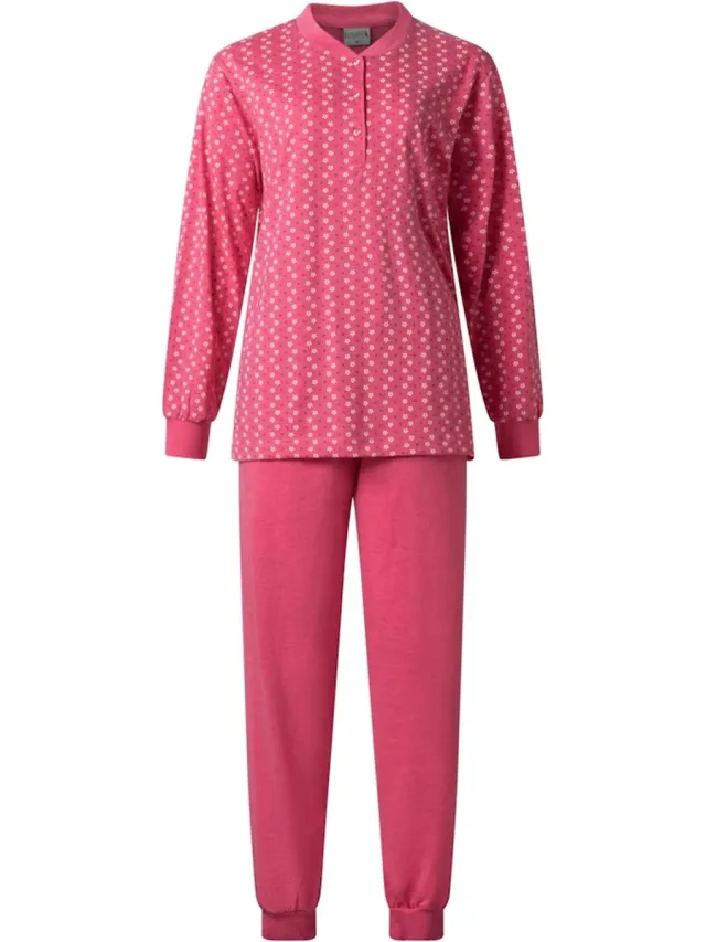 Lunatex dames pyjama - Porto daisy - fuchsia Fuchsia, porto daisy