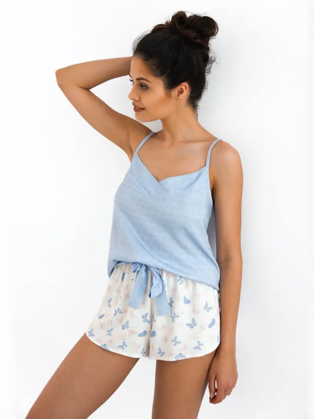 S& Sensis Sensis Pyjama Dames Volwassenen Viscose | Spaghetti Bandjes Korte Broek | Shortama Dames | Felicia 40 / Wit
