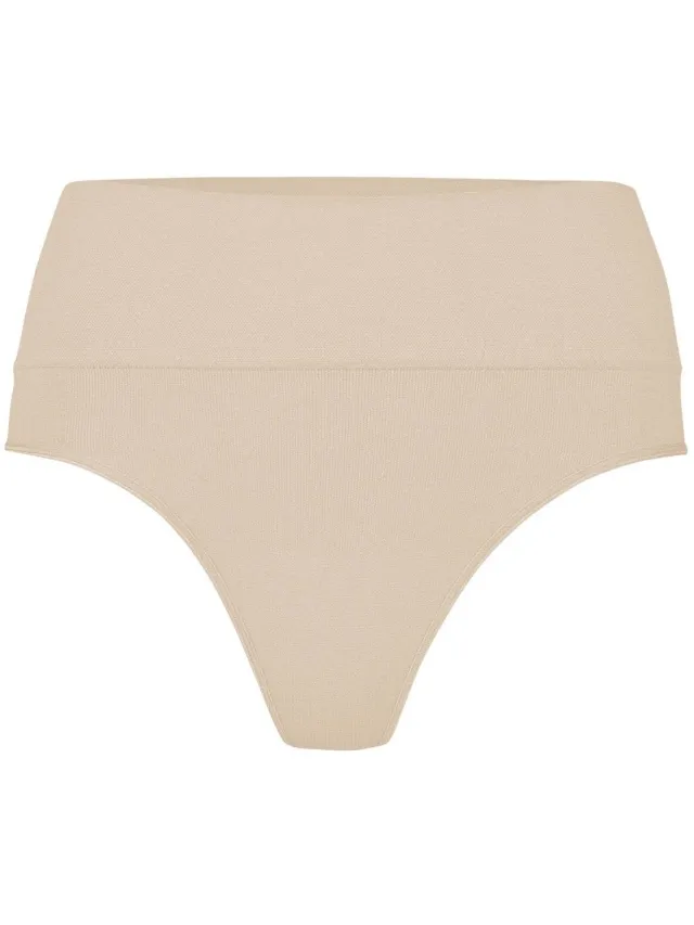 Snocks Shaping Tanga Dames – High Waist – Naadloos & Comfortabel – Vormend & Onzichtbaar onder Kleding – Minimal Coverage – 1 Stuk Beige